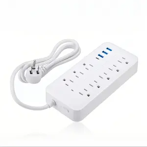 White Multi Plug Power Strip, 8 Outlets Surge Protector, 3 USB+Type C, 4FT Cord