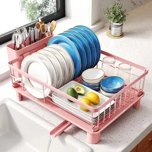 Dish Drying Rack - Small Dish Rack for Kitchen Counter, Stainless Steel Dish Drainer with Utensil Holder and Drainboard, 11" W x 15" L ()