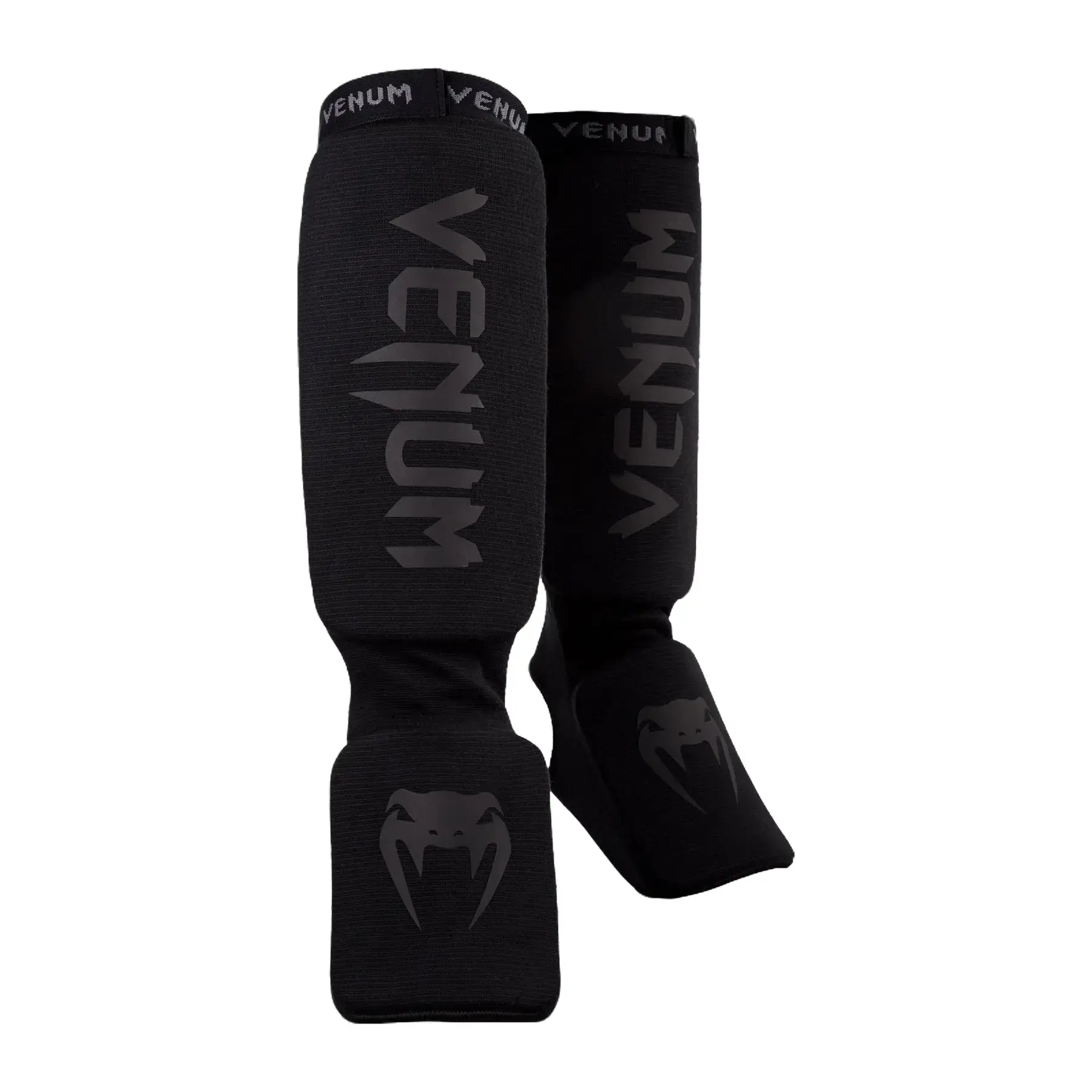 Venum Kontact Kickboxing Shin Guards - Black, Protective Gear for Combat Sports, Durable Design, Comfortable Fit, Sports Accessories