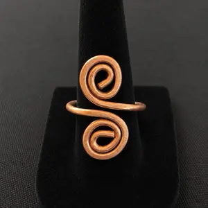 Handcrafted Copper Adjustable Spiral Wrap Ring