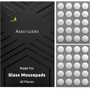 (R) Aero Glides | 40 Dot  Skates for Glass Mousepad | High-Density PTFE | Rounded and Polished for Quiet Use