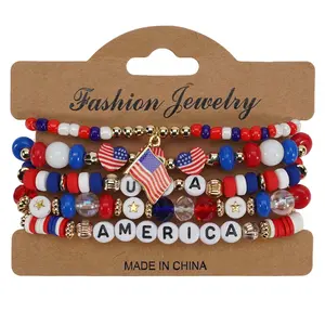 2026 Soccer Fan Bracelet for Men and Women, USA Argentina Germany England France Flag Style Beaded Wristband, Unisex Football Game Day Jewelry, Patriotic Sports Bracelet, Casual Stackable Gift for Soccer Fans