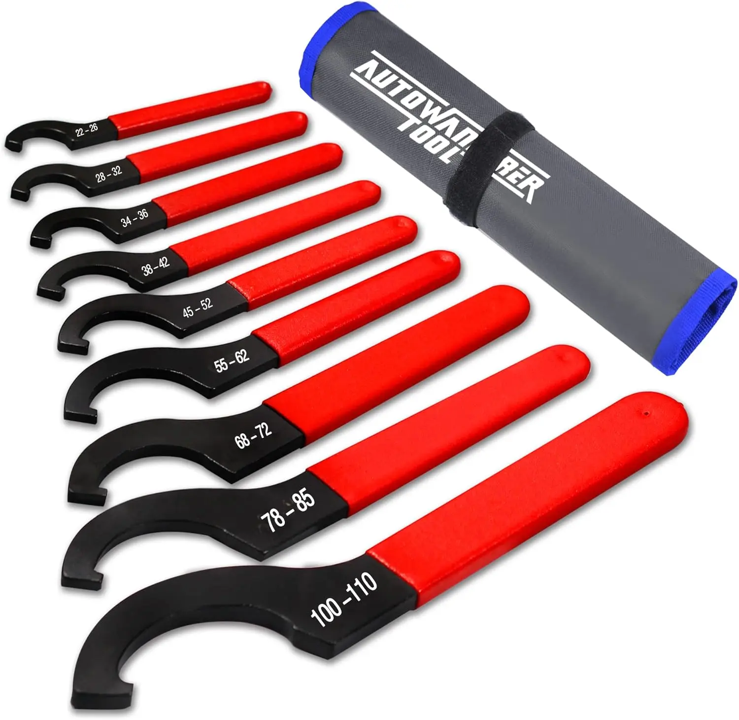 9 count Coilover Spanner Wrench Set, Adjustable Shock Wrench Universal Carbon Steel Spanners for  Coil Over Shock Adjustments (Blue)