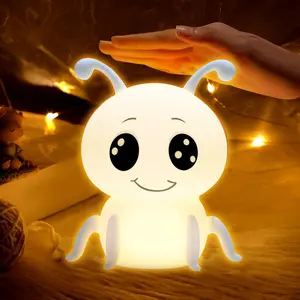 Novelty Ant Night Light for Kids - Cute Cartoon Silicone Lamp, Touch Sensor, Timing Function, USB Rechargeable, Ideal Birthday Gift for Home Indoor Lighting
