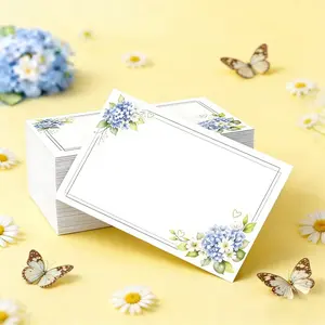 Blue Flower Watercolor Cards, 50 Sheets, Perfect for Congratulations, Holidays, Good Luck, Thank You, New Year, Personalized Invitations, Greeting Card