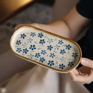 Ceramic Sushi Plate Set, Breakfast Dessert Serving Dish, Salad Serving Plates, Snack Nut Fruit Tray, Durable Ceramic Tableware for Everyday Use, Food Tableware