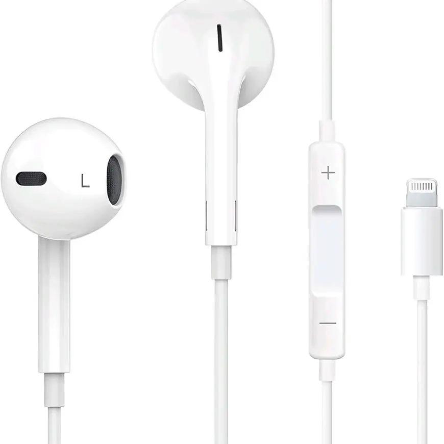 Lightning MFi Certified Wired Earbuds for iPhone, Built-in Mic & Volume Control, Noise Reduction, Compatible with iPhone 14/13/12/11/X/8/7/SE/Pro/Max/Plus, All iOS Systems Headphones