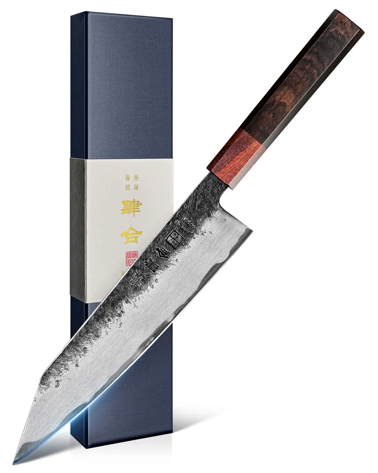 KanngouSaku 8.27in Kiritsuke Kitchen Tool - Black-Forged Japanese Steel Blade, Full-Tang Wooden Handle, Ergonomic Design, Premium Supply, Gift Box-Included Ideal Parent Gift & Father's Day Gift