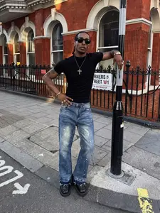 Men's Casual Loose Wide Leg Jeans, Slim-Fitting Street Style Denim Jeans, All Season Fashionable Plain Design, Comfortable Daily Wear Streetwear