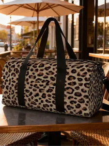 (2D Flat Printing) 1pc Leopard Spots Design Fashion Travel bag Trendy Outdoor Luggage for Men & Women, Large Capacity, Travel Luggage Tote, Suitable for Weekend Trips