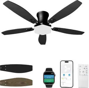 42-inch ceiling fan with light strip and remote control, black - low-profile embedded installation, black ceiling fan with light, silent bidirectional motor, 3CCT dimmable LED, modern ceiling fan suitable for bedrooms, can be used indoors or outdoors.
