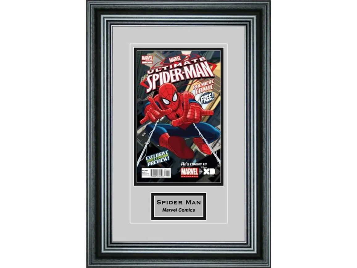 SCMCENG-PM Single Rectangle Comic Cutout Photo Frame - Customizable Engraved Plaque, Premium Moulding, Glass Insert, Mat, Wall-Mounted, Easy-Install Decorative Indoor Home Decor for Comic Book Lovers