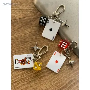 Dice Star Pendant Keychain Set Alloy Metal Club Diamond Cartoon Number Theme Key Ring Trendy Bag Charm Fashion Unisex Accessory for Car Keys Backpack Decor Daily Casual Holiday Gift
