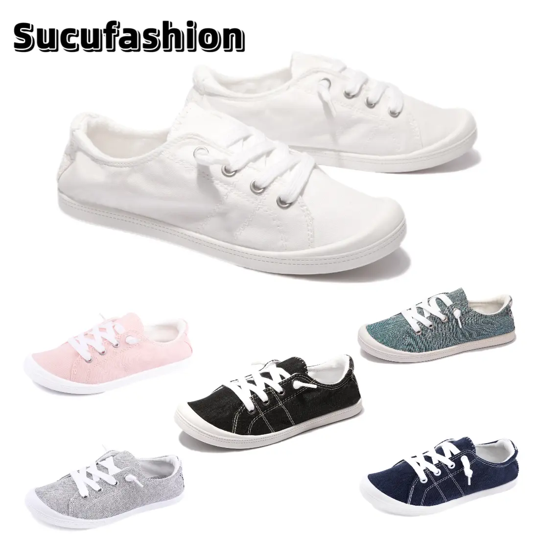 Sucufashion 2026 Lady's Lightweight Slip-On Shoes for Commuting Casual Wear Comfortable White Canvas Sneakers