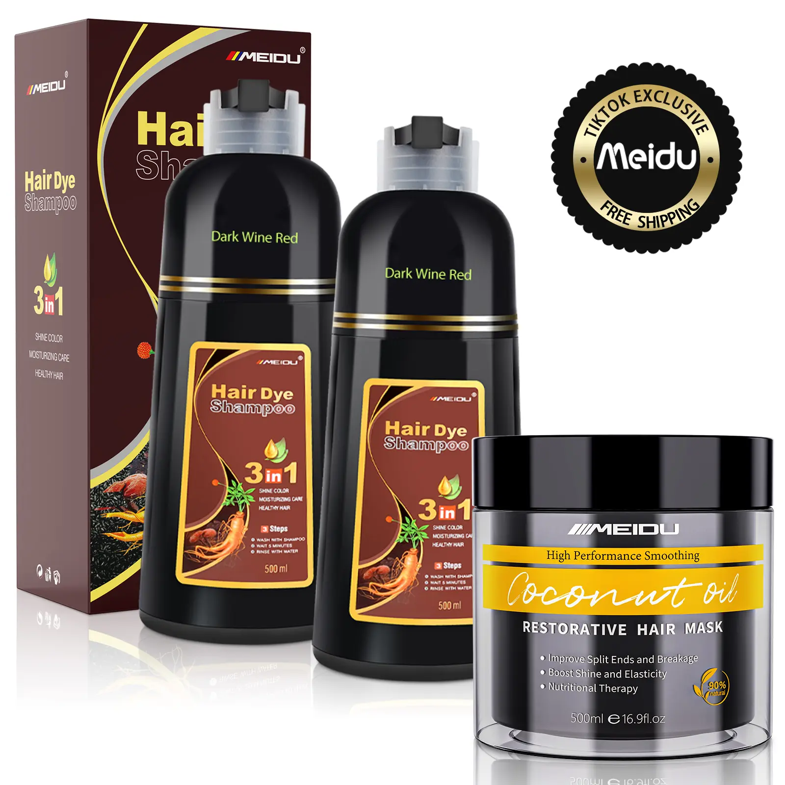 Dark Wine Red*2 + Hair Mask