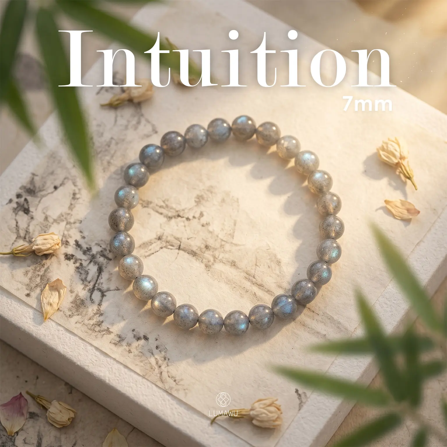 LUMAWU Natural Grey Moonstone Healing Bracelet with Bold Beads - Unisex Anxiety Relief Products, Sleep Support, Emotional Balance, Inner Calm, 44G Wellness Costume Jewelry for Everyday Wear, Mental Health Mindfulness