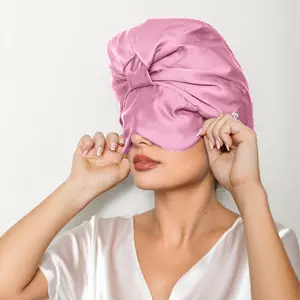 4-Piece Satin Cap and Sleeping Eye Mask Set, Hair Protection Bonnet with Light-Block Strap, Single Sleeping Eye Mask for Beauty & Personal Care, Four Pieces