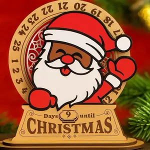Wooden Santa Christmas Countdown Calendar | Holiday Decor | Days Until Christmas Sign