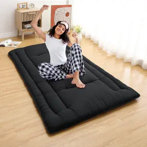 OUTGOODS Portable Collapsible Japanese Tatami Futon Floor Mattress - Foam Core, Smooth Cover, Roll-Up Sleeping Pad for Camping Use, Guest Room - Twin Size (99×203cm) USA
