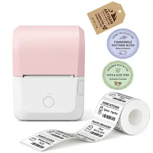 Mini Label Sticker Printer, 2 Inch Barcode Portable Printer, Thermal Label Printer For Address, Clothing, Warehouse, Mailing, Flower Shop, Compatible With Phone & Laptop(Pink), Portable Inkless Label Makers
