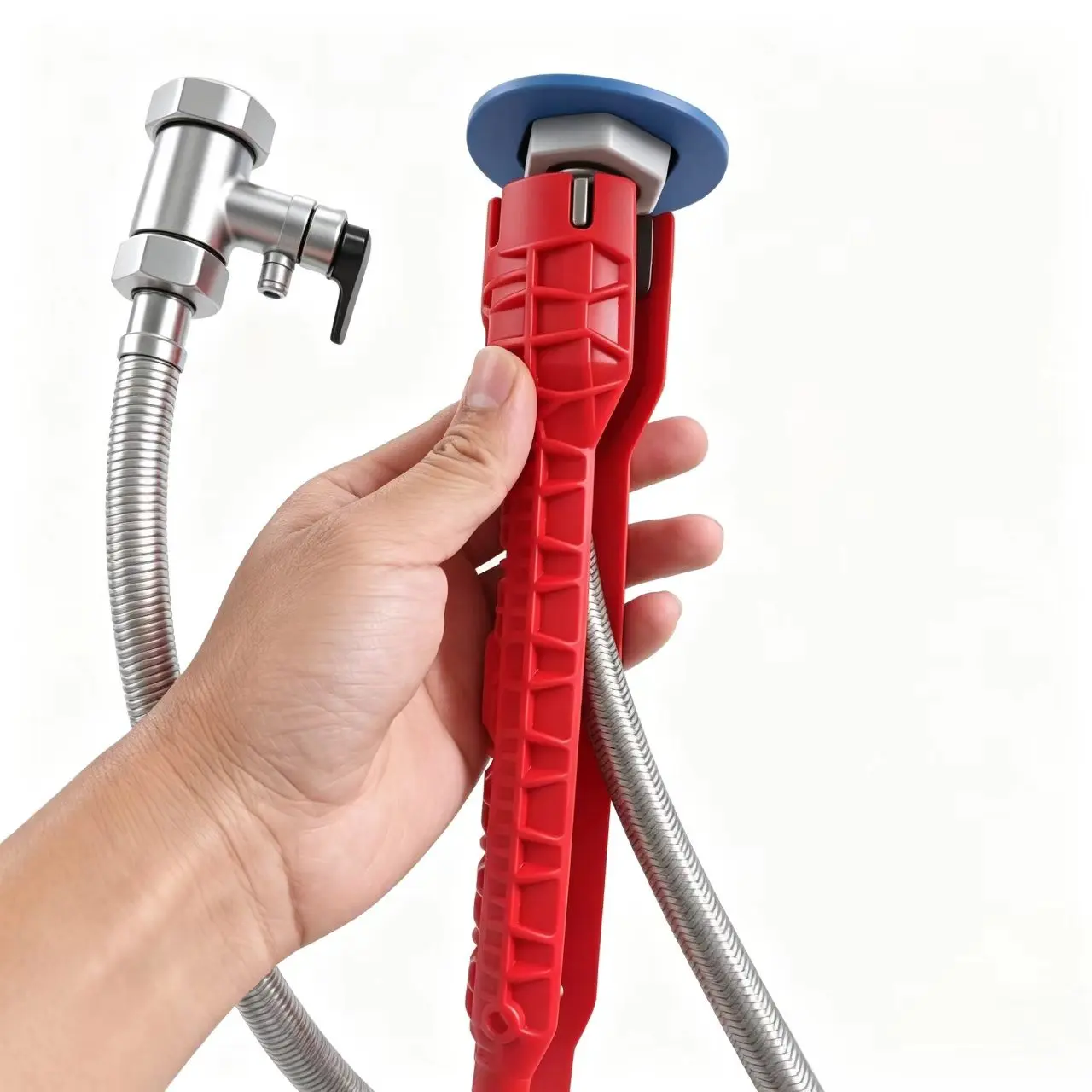 8-in-1 Design Basin Wrench, Heavy-Duty Multifunctional Under Sink Tool with Non-Slip Handle & Built-In Leveling Gauge for Kitchen Faucets, Bathroom Drains & DIY Plumbing Installations/Repairs