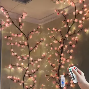 144 LED Cherry Blossom Willow Tree Light, USB Powered with Remote Control, Cherry Blossom Willow Tree Decorative Flower, 8 Lighting Modes Suitable for Wall Decoration, Room Decoration, Home Wall, Door, and Window