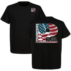 Powerstroke 7.3L Turbo Diesel American Flag Graphic Tee,Car Lover Tee,Full Colour T-Shirt Unisex Ultra Cotton T-Shirt