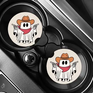 Car Coasters Ghost Cowboy Cowgirl - Unique Design for Your Vehicle's Cup Holders