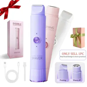 Portable 2-in-1 double-head electric shaver, USB charging, cordless dry and wet dual-use gentle and skin-friendly, suitable for body and face, unisex bikini trimmer