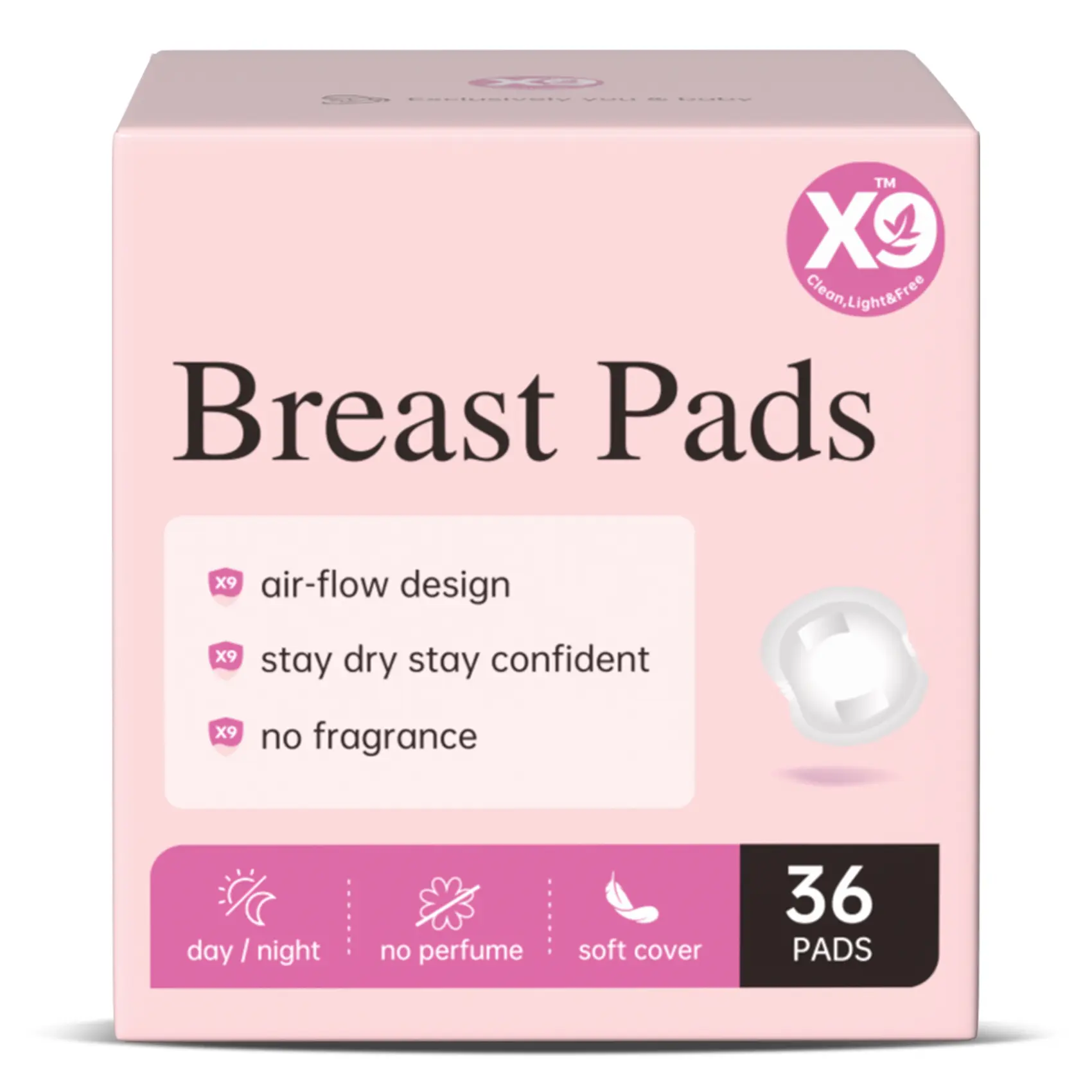 Superabsorbent Unisex Breastfeeding Pads, 36-Count Single-Use Pads with Cellulose for Leak Protection, Secure Fit, Fragrance-Free & Individually Wrapped, Stay Dry Nursing Pads