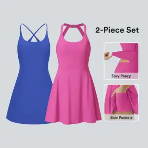 Halara 2-Piece Softlyzero Backless Sleeveless Active Dress Set-Easy Peezy Edition, Summer Dresses, Dance Dresses for Women