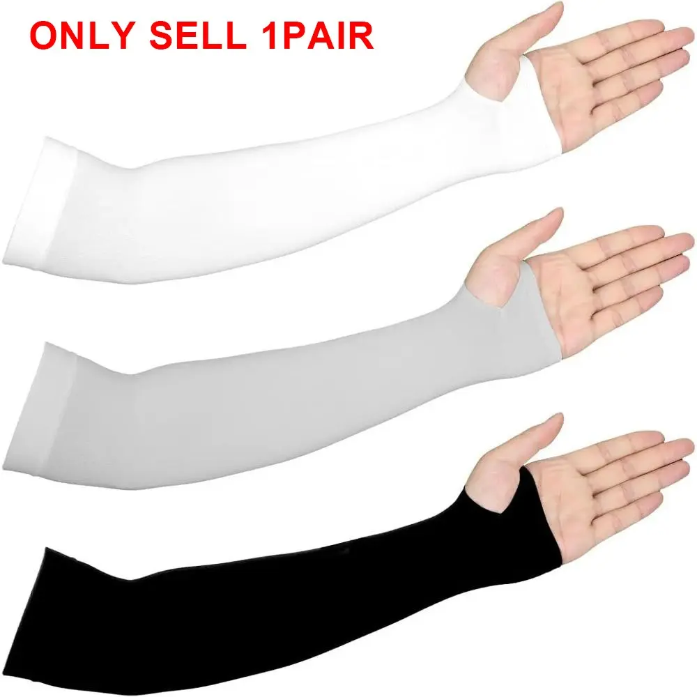 Arm Sleeves with Thumb Hole 1 Pack Uv Arm Sleeves with Thumb Holes Protection Ice Silk Cooling Sleeve 3 Colors Sun UV Protection Arms Warmers Tattoo Cover for Outdoor Sports Cycling Hiking