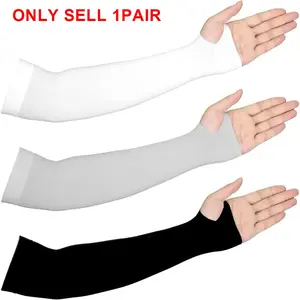 Arm Sleeves with Thumb Hole 1 Pack Uv Arm Sleeves with Thumb Holes Protection Ice Silk Cooling Sleeve 3 Colors Sun UV Protection Arms Warmers Tattoo Cover for Outdoor Sports Cycling Hiking
