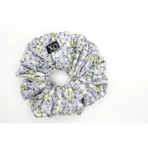 Hallie Oversized Scrunchie • Light Purple Dainty Floral Wool Peach ♡💜