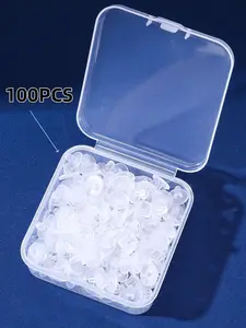 100pcs Silicone Earring Backs, Transparent Rubber Ear Stoppers, Low Allergy, Soft Padding, DIY Jewelry Accessories, Includes Storage Box
