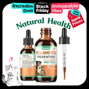 【Black Friday Deal】Carmelie anti tick and flea for Dogs & Cats – Natural Oral Drops with Vitamins – Daily Wellness for All Breeds & Ages – Bacon Flavor