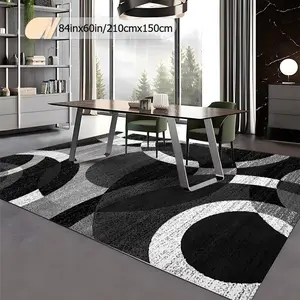 Modern Abstract Geometric Area Rug Non-Slip Machine Washable Polyester Fiber Black and White Design for Living Room Bedroom Kitchen and More Rugs for Living Room