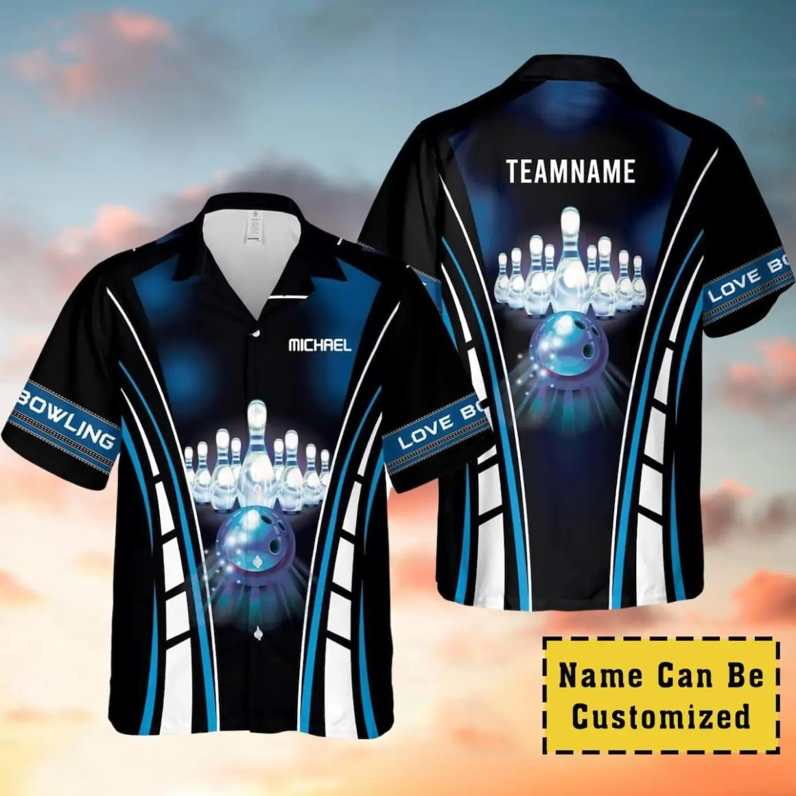 Personalized Bowling Team Hawaiian Shirt, Custom Name and Team Name Bowling Shirt, Bowling Lovers Shirt, Bowling Team Gift
