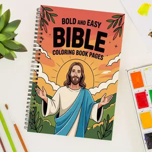 Jesus Bible Coloring Book, Coloring Pages, Religious, 30 Unique Designs Spiral Bound Art Book, Creative Stress Relief Art Book for Teens, Men and Women, Watercolor Painting Book, Devotional Coloring Book