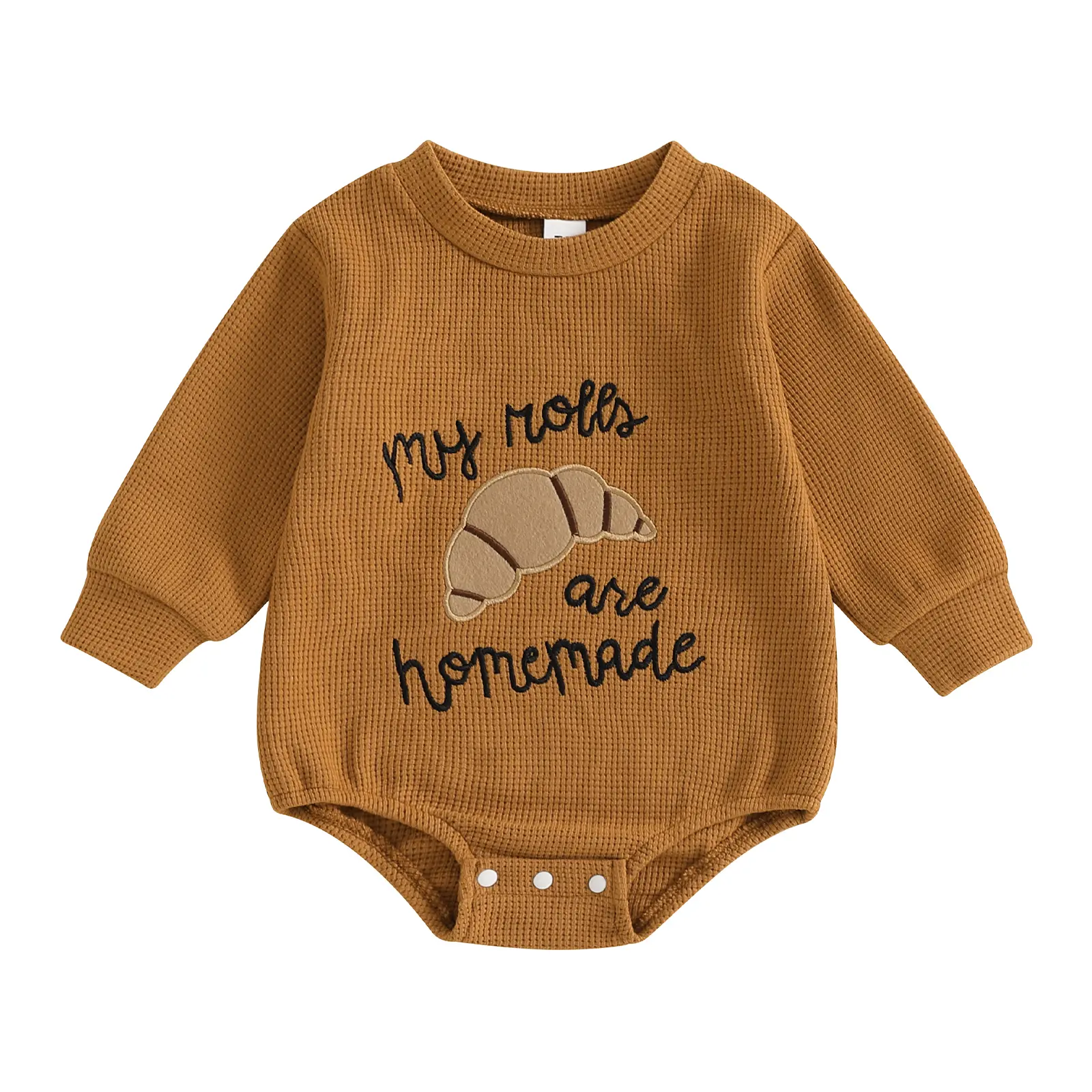 Baby Boy Girl Thanksgiving Outfit Handmade Rolls Sweater Romper Long Sleeve Crewneck Sweatshirt Infant Fall Clothes