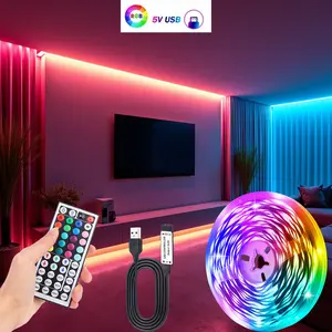 44-key remote control, 3535 RGB LED strip, USB powered, multiple dynamic modes, Adjustable Leds, decorative lighting for music rooms, festivals, and parties.