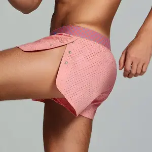 [No Lining Design] Men's Pure Cotton Home Shorts Boxer Briefs Breathable Mesh Ultra-thin Split Leg Arrow Pants Sleepwear Sexy Pajama Pajama Set