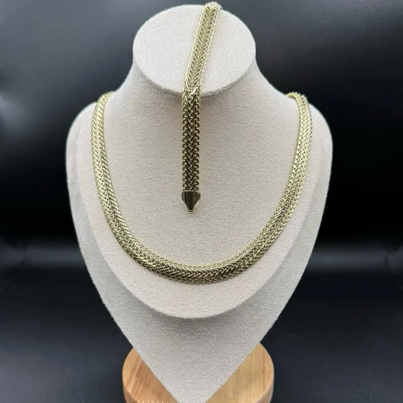 Cod 6001 Golf Plated Choker Set - 20 Inch Ava Necklace with 8 Inch Bracelet - Elegant Design
