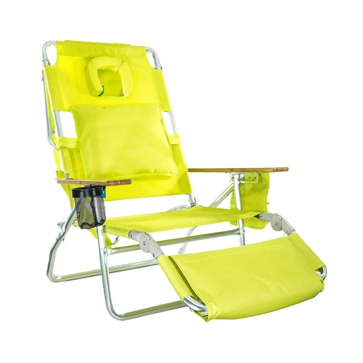 Ostrich Deluxe Padded 3-N-1 Outdoor Lounge Reclining Beach Chair, Lime Green Ostrich Deluxe Padded 3-N-1 Outdoor Lounge Reclining Beach Chair, Lime Green