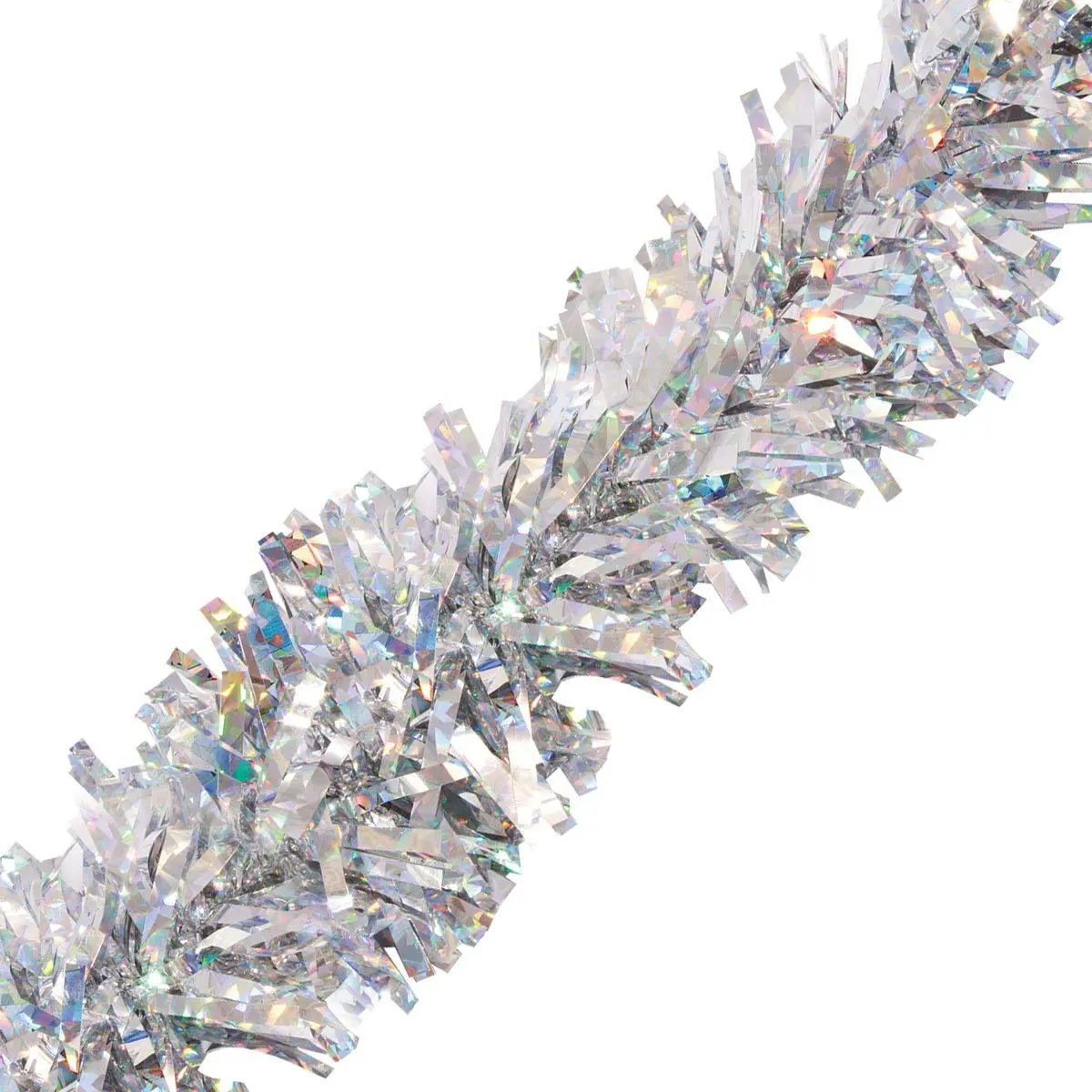Anderson's Vinyl Holographic Twist Shape Garland - 4" diameter x 25' long, Festive Style Christmas Decor for Parade Event Setup, Line Float and Table Edges, Golf Cart, School, Ceiling Hanging Decor
