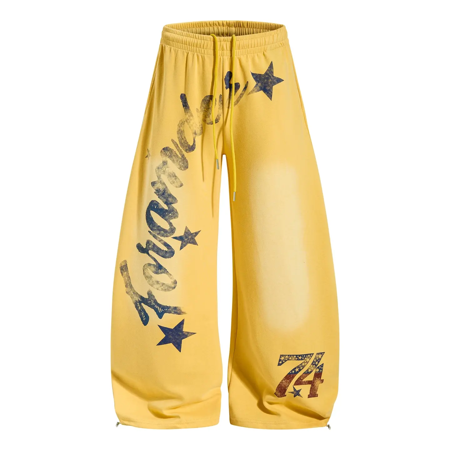 Inflation Men's Cotton Blend Wide Leg Baggy Track Pants - Stylish Fashion Streetwear Sweatpants with Gradient Washed Letter Print, Trending Clothes, Men's Baggy Sweatpants