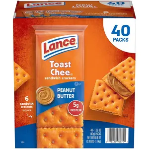 Lance ToastChee Organic Peanut Butter Crackers - 1.52 oz Snack Packs, 40-Count Box