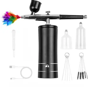 Rechargeable Cordless Airbrush Kit – 0.3mm nozzle, non‑clogging high pressure, compressor built in. Perfect for makeup, nail art, cake decorating, and barber details. Unleash your creativity without being tethered to a wall plug.