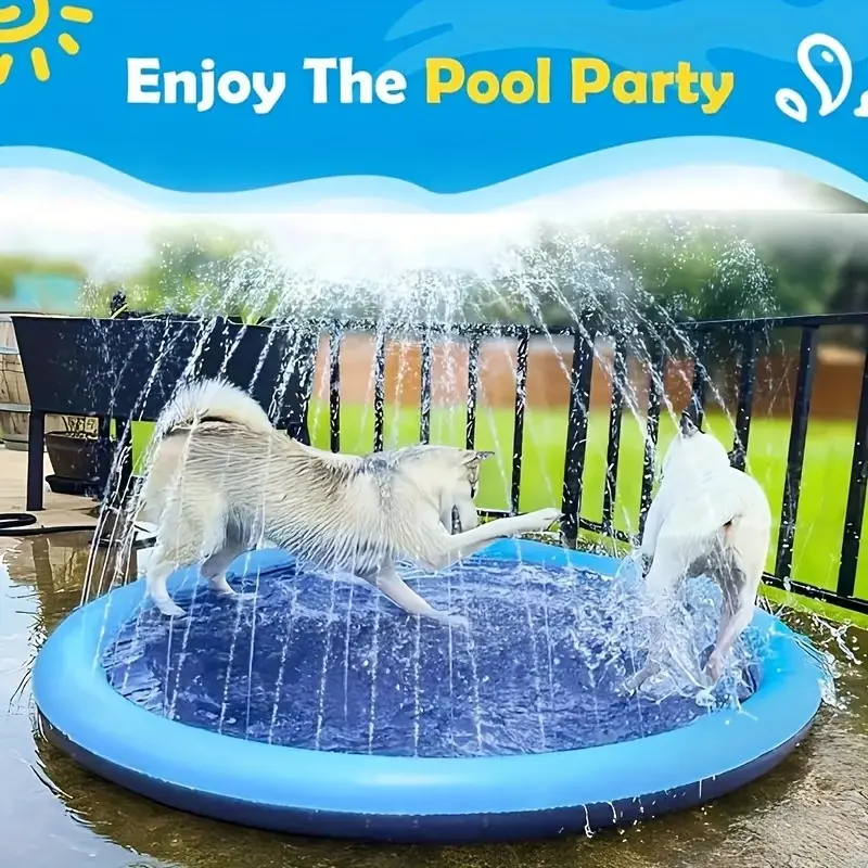 Durable PVC Dog Water Pad Waterplay, Outdoor Pet Bathing Tub with Interactive Dog Pool Toy for Summer, Ideal for Outdoor Use and Fun Activities, Paddling Pool, Blow Up Pool, Durability