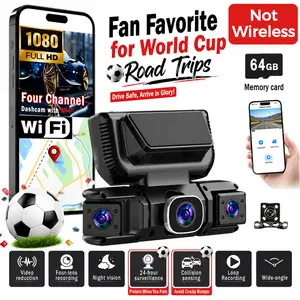 【Not wireless】BCUOZ 4-Channel 1080P Dash Cam Front and Rear  Left Right, Dash Camera for Cars, Built-in  WiFi , Free 64G Card Automotive Dashcam Interior Dashcam